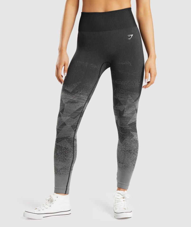 Women\'s Gymshark Adapt Ombre Seamless Leggings Black | NZ 1LXZVU